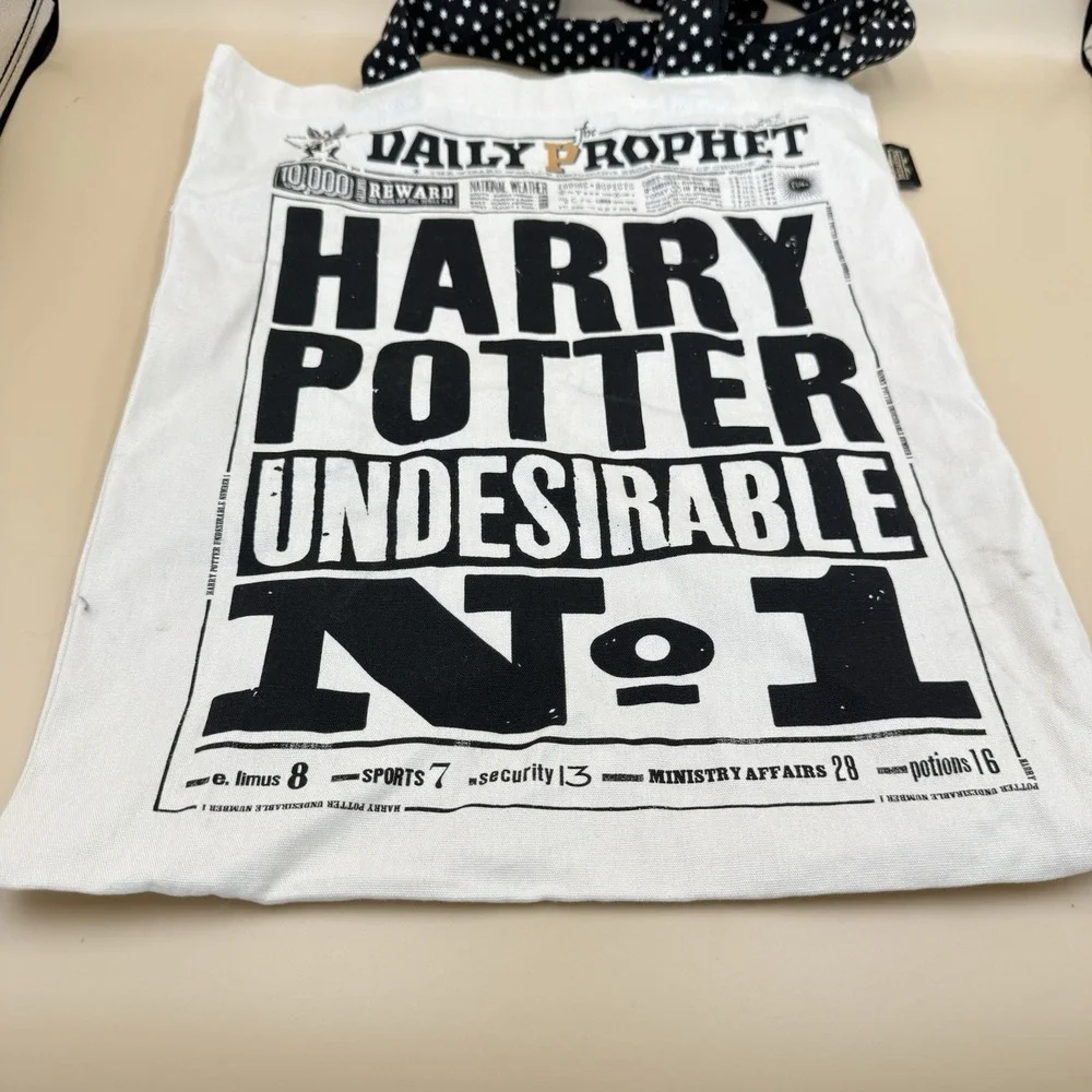 Harry Potter Daily Prophet Tote Bag Undesirable No 1 MinaLima Canvas Cream NWT